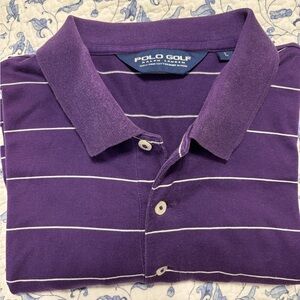 Polo Ralph Lauren Golf Men's Purple Striped Shirt with LSU logo Size  Large